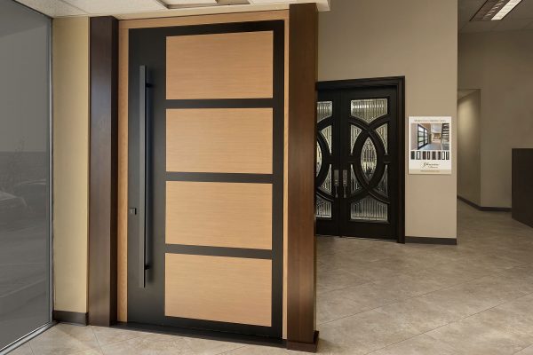 Pivot Entry Door On Display In Doors For Builders Showroom, Elk Grove IL
